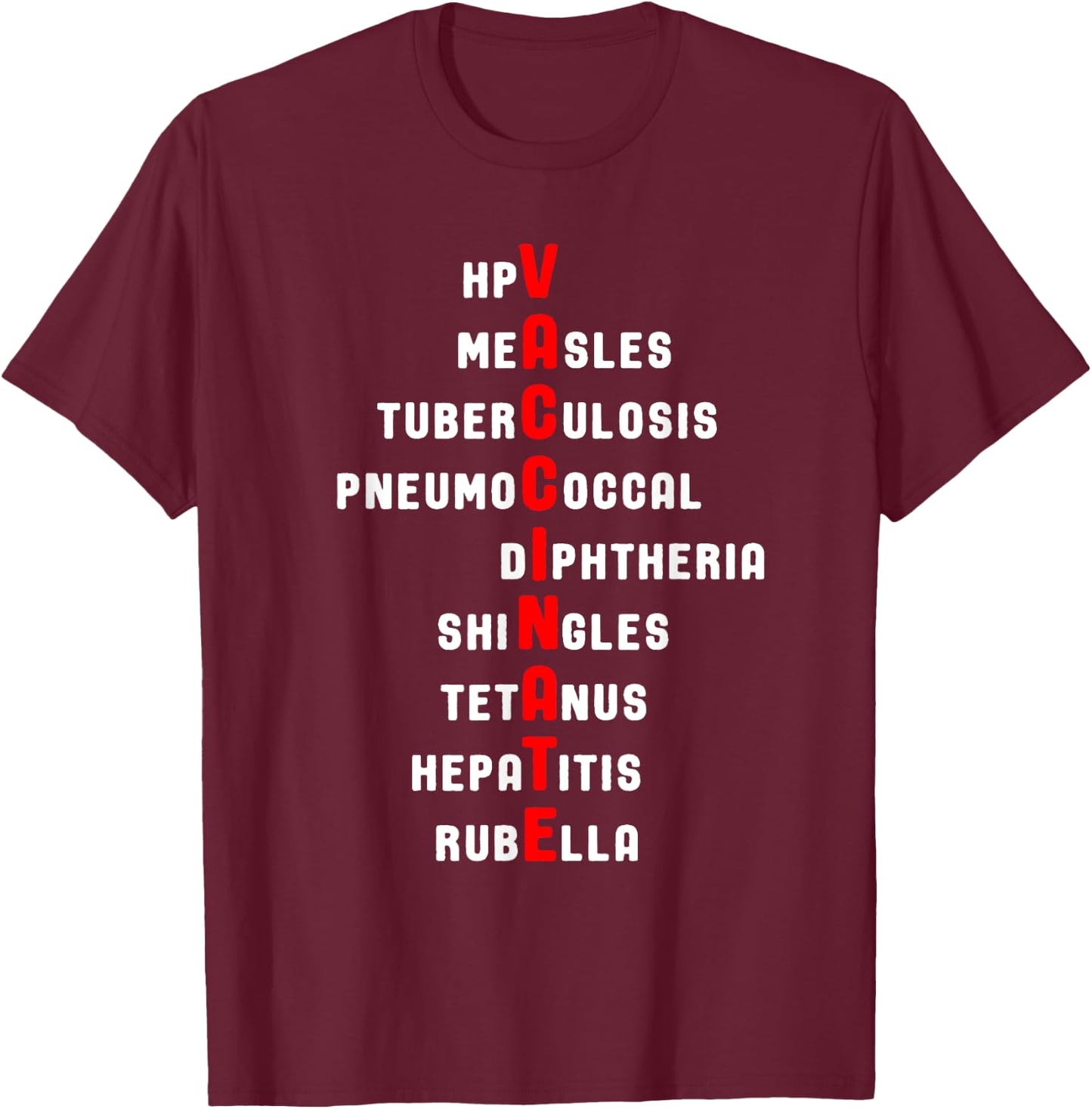 Vaccines Matter Message Gift Shirt Pro-Vaccination Vaccinate For Immunization Awareness -Adults Black Small Classic Fit Short Sleeve T-Shirt - T-Shirt | Maroon