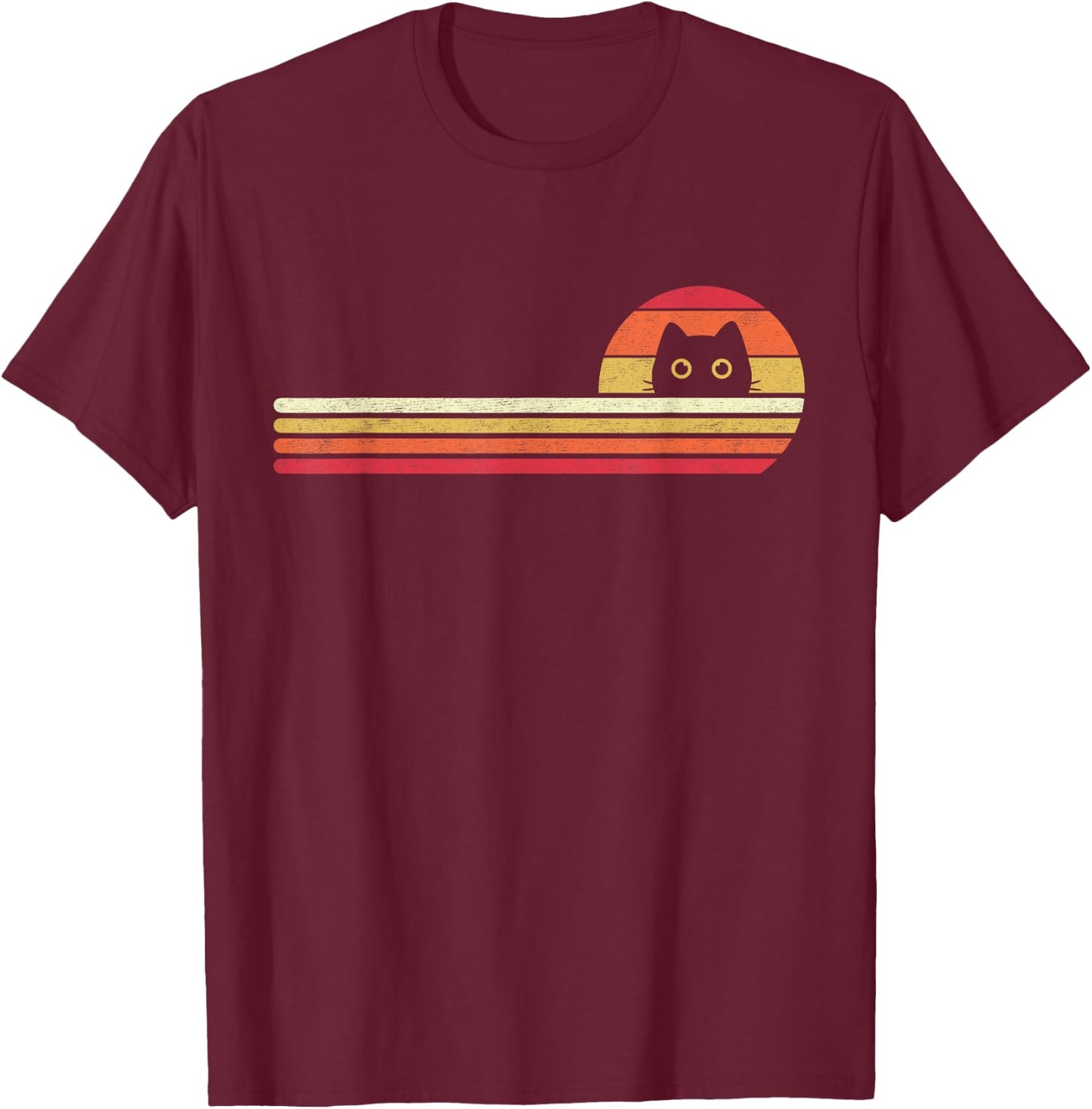 Funny Cat Shirt Cute Retro Vintage 70s 80s Style Cats Lover T-Shirt - T-Shirt | Maroon