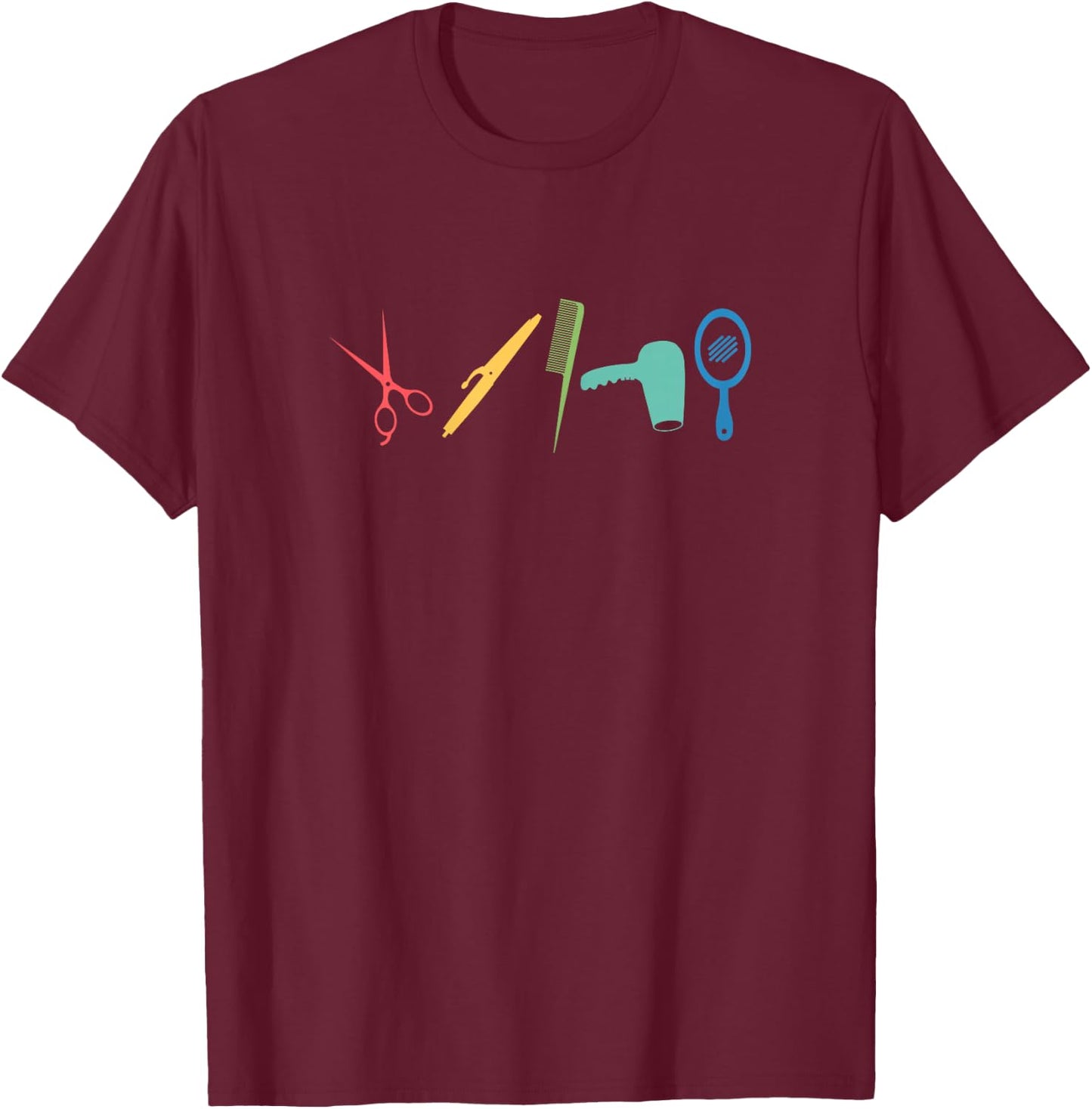 Retro Friseur Werkzeuge | Schönheitssalon | Friseur T-Shirt - T-Shirt | Maroon