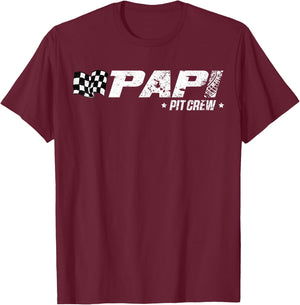Papi Pit Crew Race Car Birthday Family Racing T-Shirt - T-Shirt | Maroon