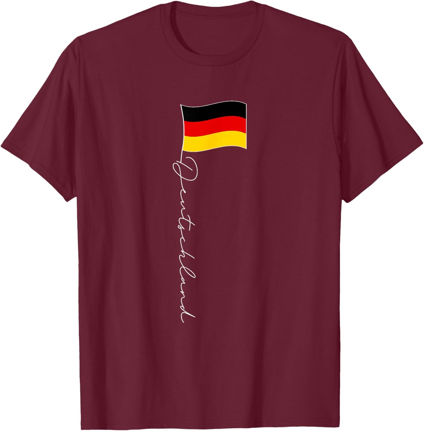 Family Heritage Gifts Germany Signature Flag Pole - German Flag White Text T-Shirt - T-Shirt | Maroon