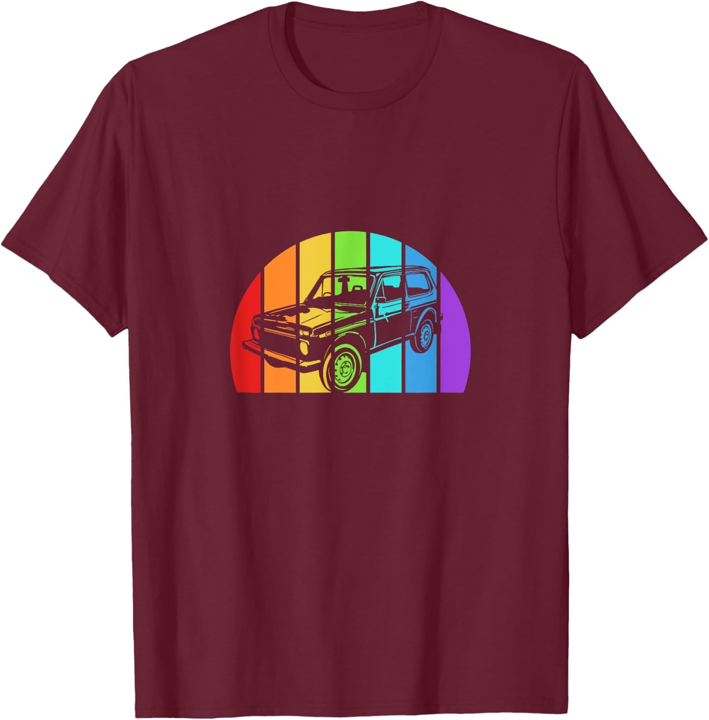Lada Niva 4x4 Offroad Vintage DDR East Retro Off-Road Vehicle T-Shirt - T-Shirt | Maroon