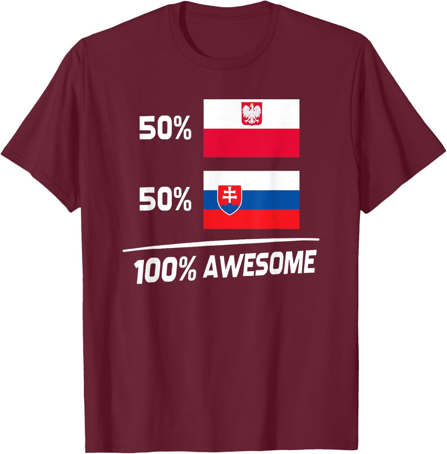 Polish Slovakian Flag Poland Slovakia Mix Heritage T-Shirt - T-Shirt | Maroon