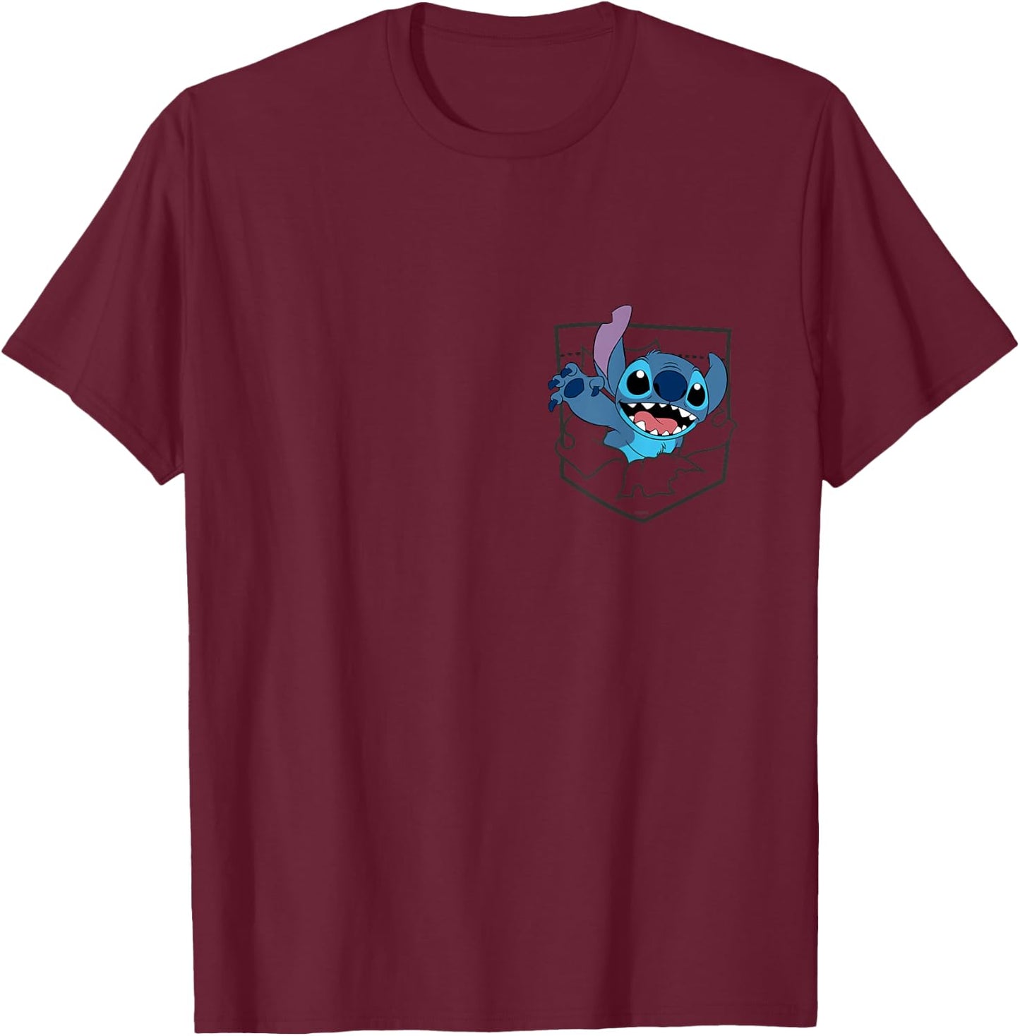 Disney Lilo & Stitch Small Pocket Breakout 626 T-Shirt - T-Shirt | Maroon
