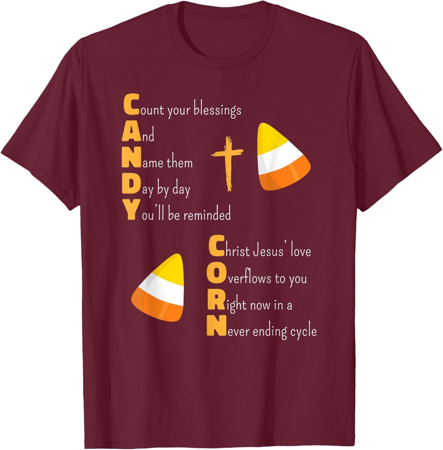Christian Candy Corn Halloween Jesus Loves Boys Girls Kids T-Shirt - T-Shirt | Maroon