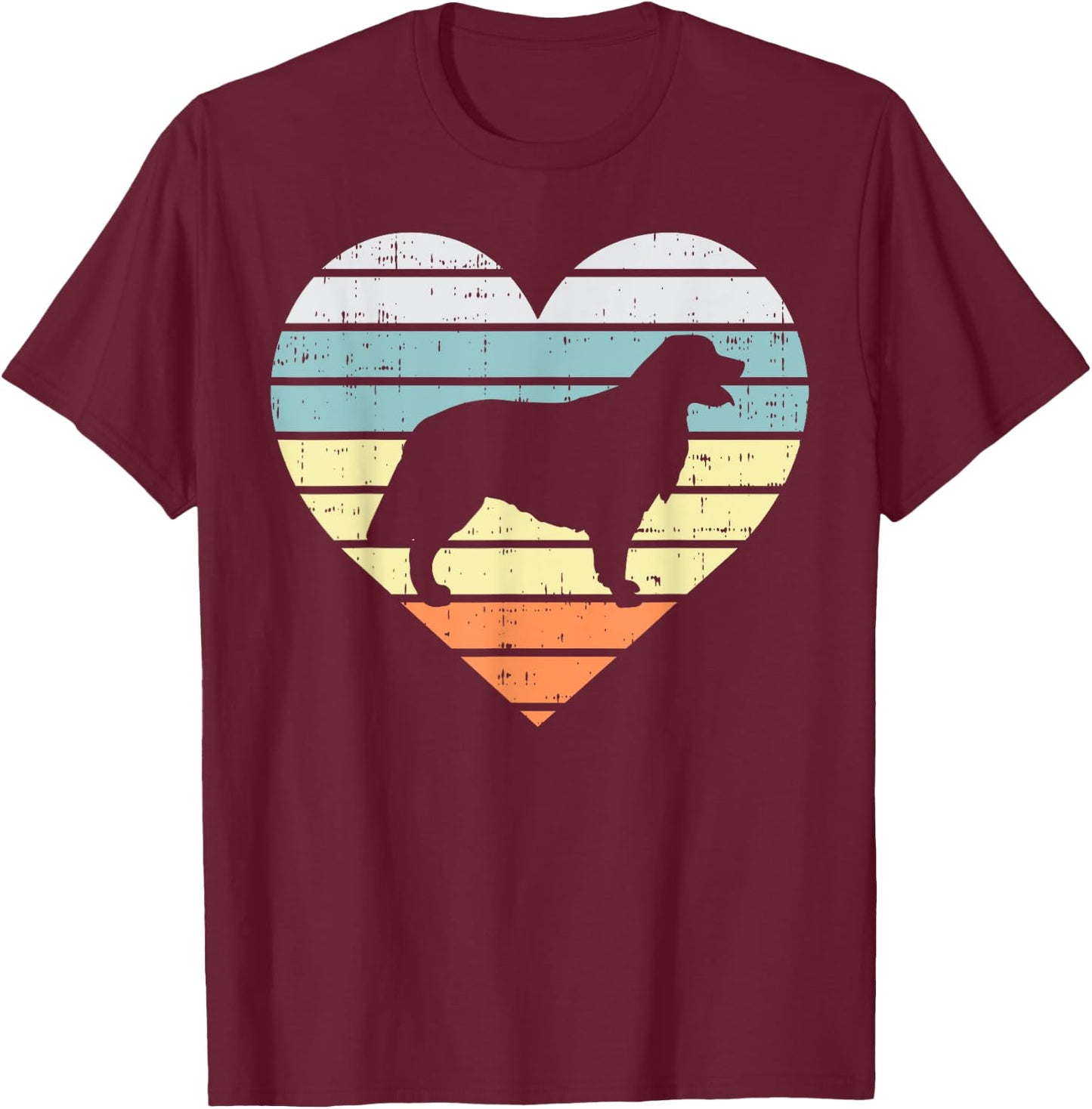 Golden Retriever Silhouette Heart Retro Dog Lover Women Gift T-Shirt - T-Shirt | Maroon