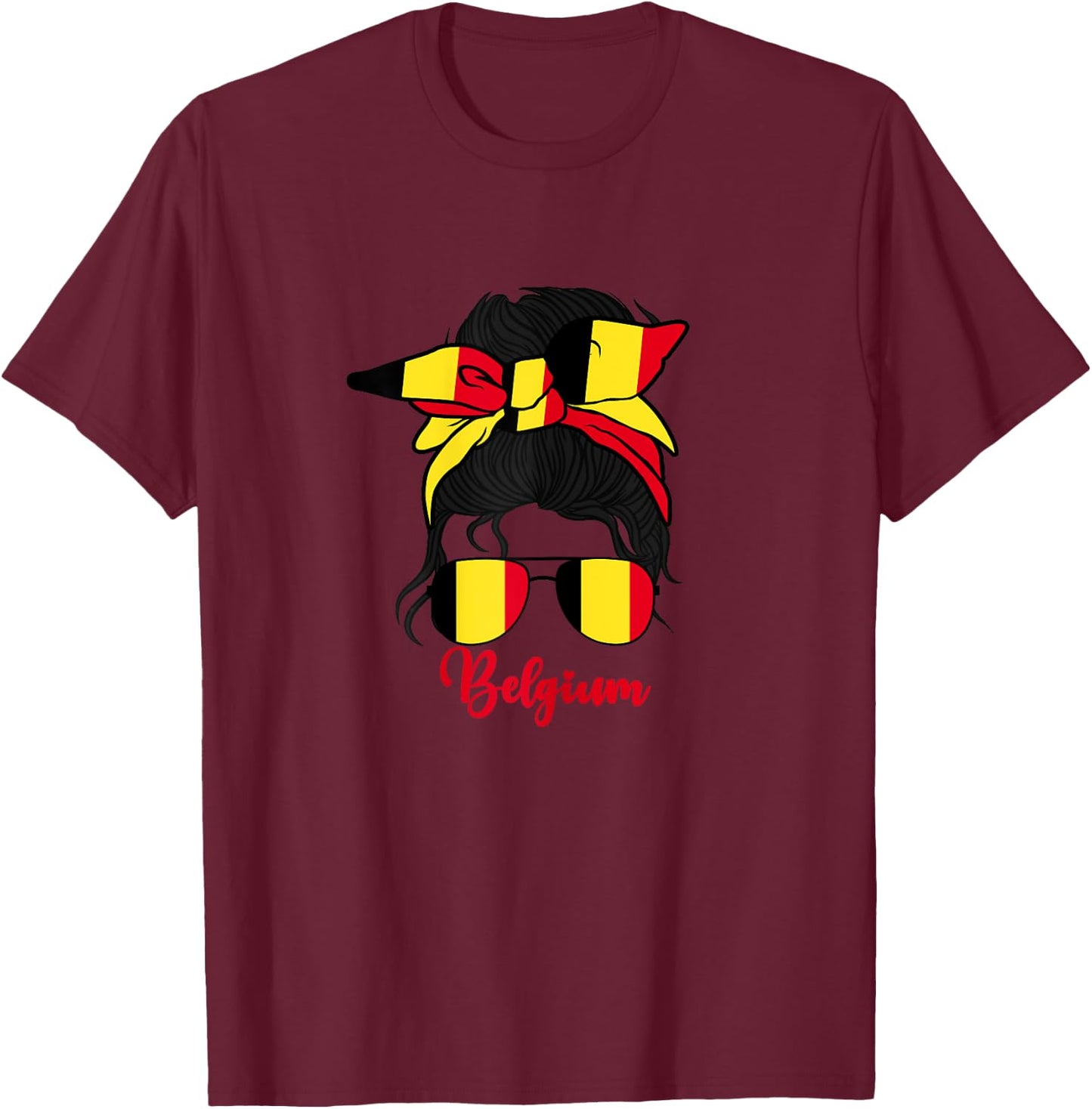 Belgium For Girl Belgian Flag Belgian Belgian Women Girl T-Shirt - T-Shirt | Maroon