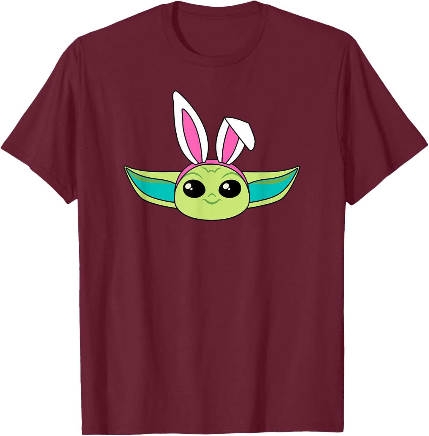 Amazon Essentials The Mandalorian Grogu Spring Easter Bunny Ears T-Shirt - T-Shirt | Maroon