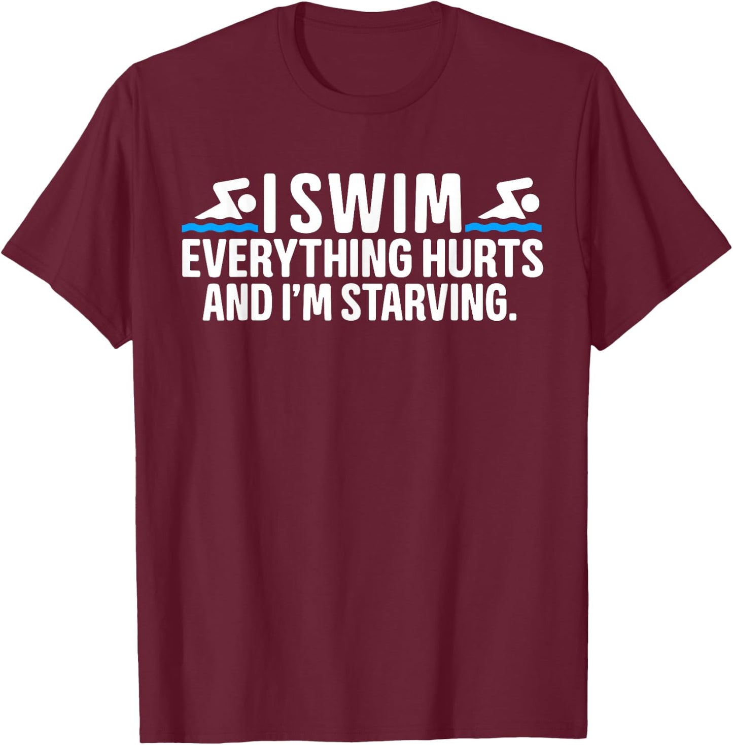 Funny Humor Swimming Swimmer Saying -Kids, Girls Black Small Modern Funny Swim Short Sleeve Swimming Sports T-Shirt - T-Shirt | Maroon