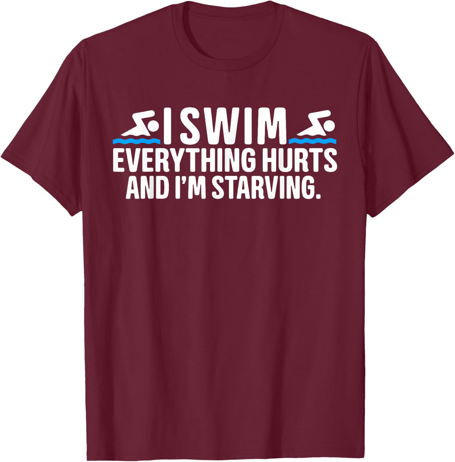 Funny Humor Swimming Swimmer Saying -Kids, Girls Black Small Modern Funny Swim Short Sleeve Swimming Sports T-Shirt - T-Shirt | Maroon