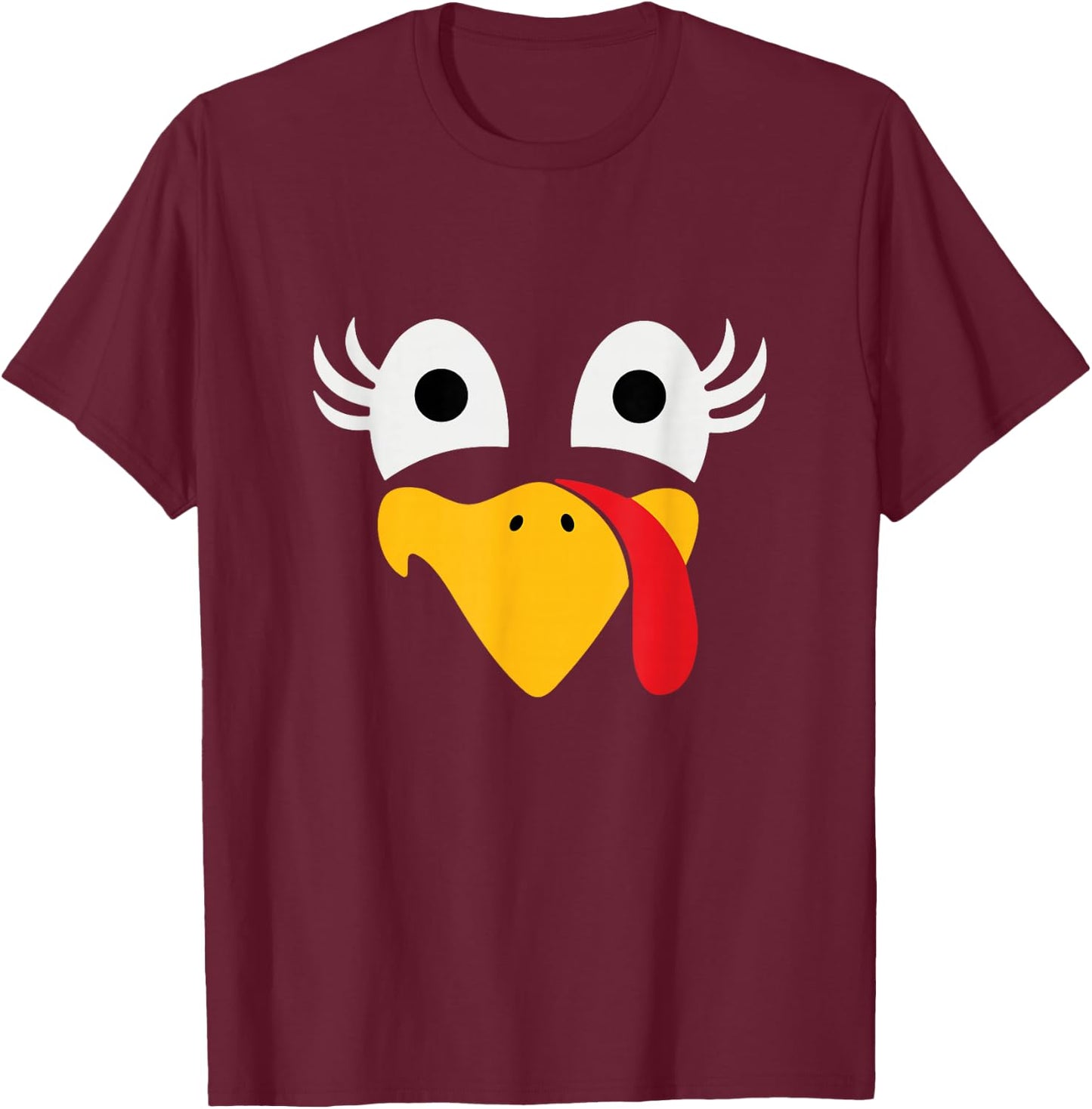Turkey Face Thanksgiving Matching Family Costume Kids T-Shirt - T-Shirt | Maroon