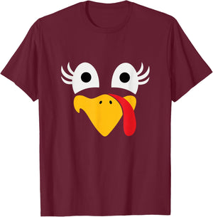 Turkey Face Thanksgiving Matching Family Costume Kids T-Shirt - T-Shirt | Maroon
