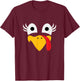 Turkey Face Thanksgiving Matching Family Costume Kids T-Shirt - T-Shirt | Maroon
