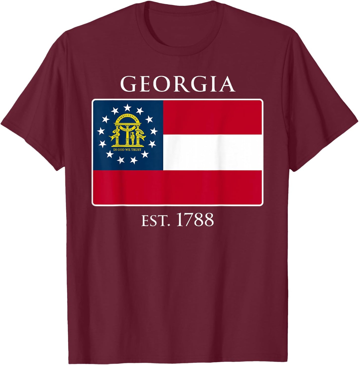 Georgia Flag 4th US State 1788 Georgian T-Shirt - T-Shirt | Maroon