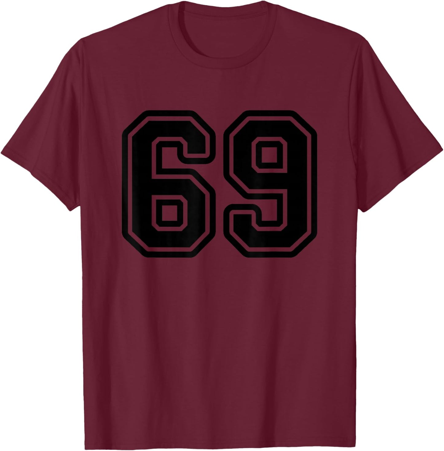 Number #69 Sport Black Number 69 T-Shirt - T-Shirt | Maroon