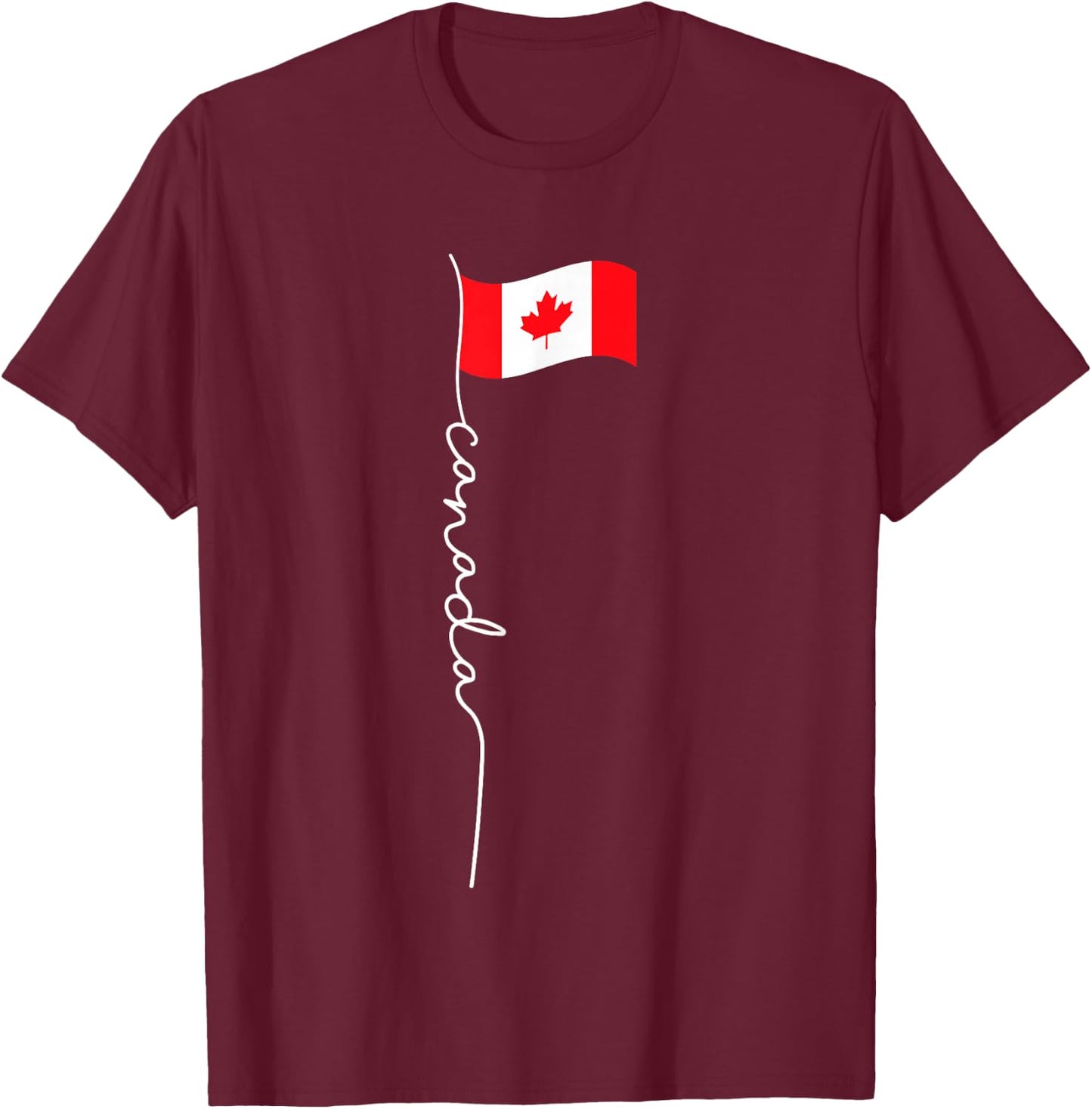 Canada Signature Flag Pole - Patriotic Canadian Flag T-Shirt - T-Shirt | Maroon