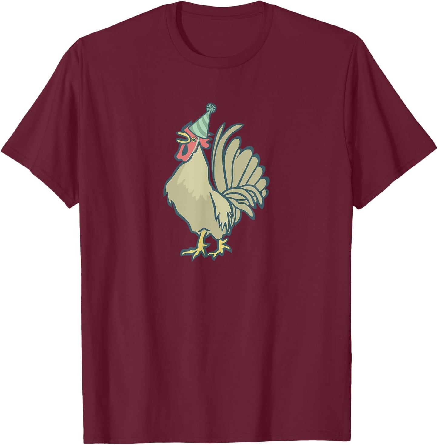 Birthday Rooster , Chicken Birthday Hat Rooster Kids T-Shirt - T-Shirt | Maroon