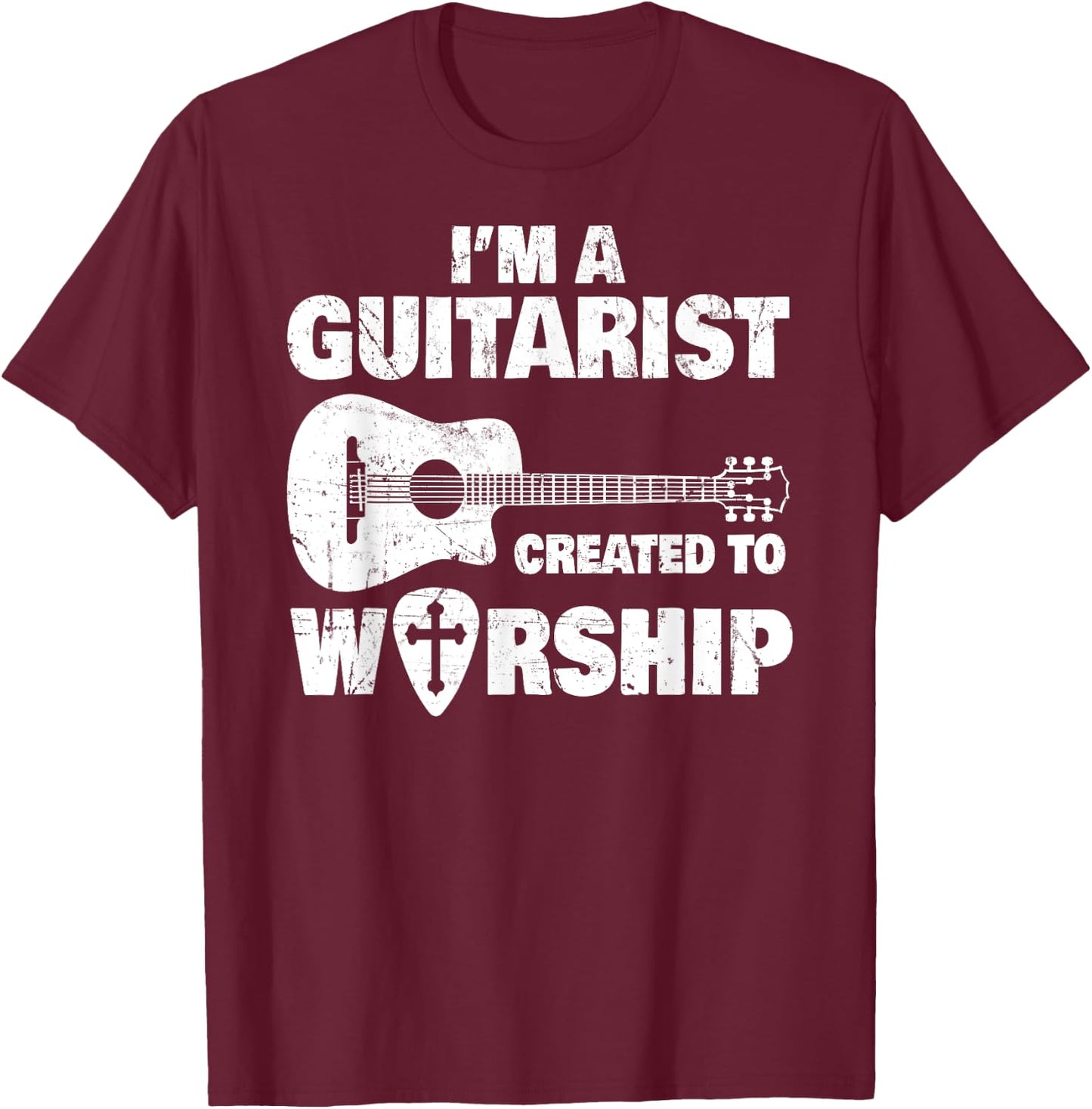 Christian Music Church Guitar Jesus Rock Band Gift T-Shirt - T-Shirt | Maroon