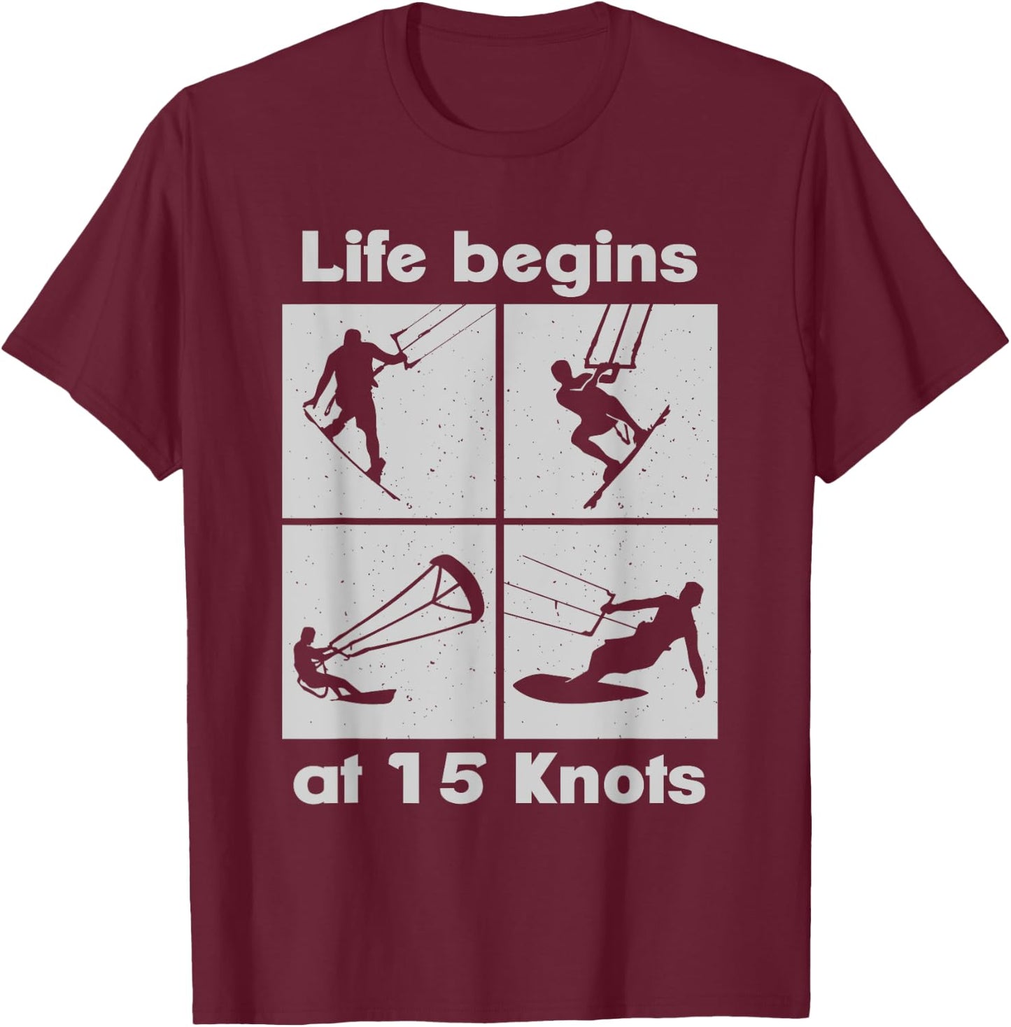 Life Begins at 15 Knots Lifestyle Vintage Design , black T-Shirt - T-Shirt | Maroon