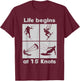 Life Begins at 15 Knots Lifestyle Vintage Design , black T-Shirt - T-Shirt | Maroon