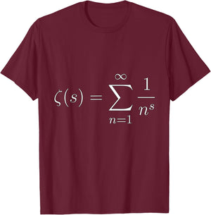 Mathematics: Equation of the Riemann hypothesis (zeta function) , Black, S T-Shirt - T-Shirt | Maroon