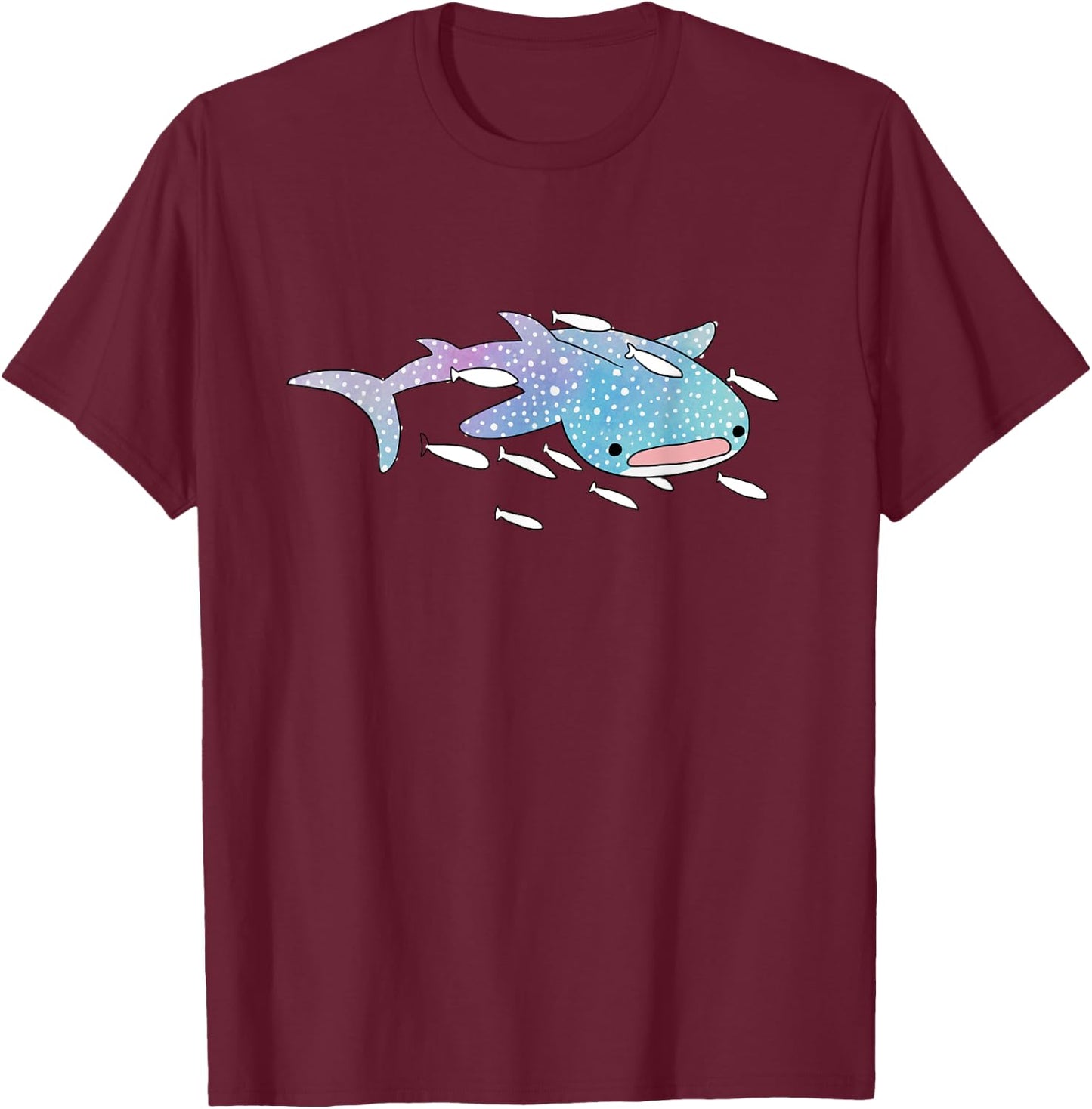 Cute Kawaii Aesthetic Blue Whale Shark Ocean Gift T-Shirt - T-Shirt | Maroon