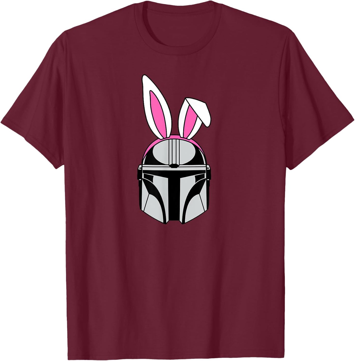 Amazon Essentials The Mandalorian Helmet Spring Easter Bunny Ears T-Shirt - T-Shirt | Maroon