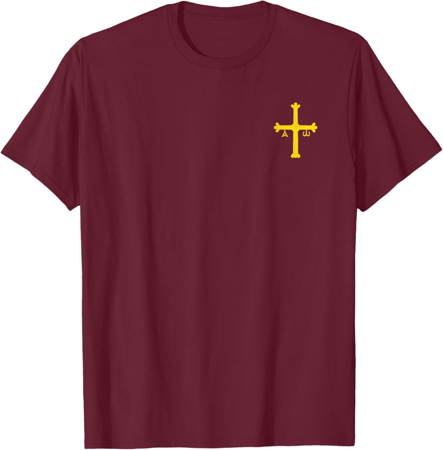 Asturias Spain Flag Victory Cross Symbol Cruz De La Victoria T-Shirt - T-Shirt | Maroon