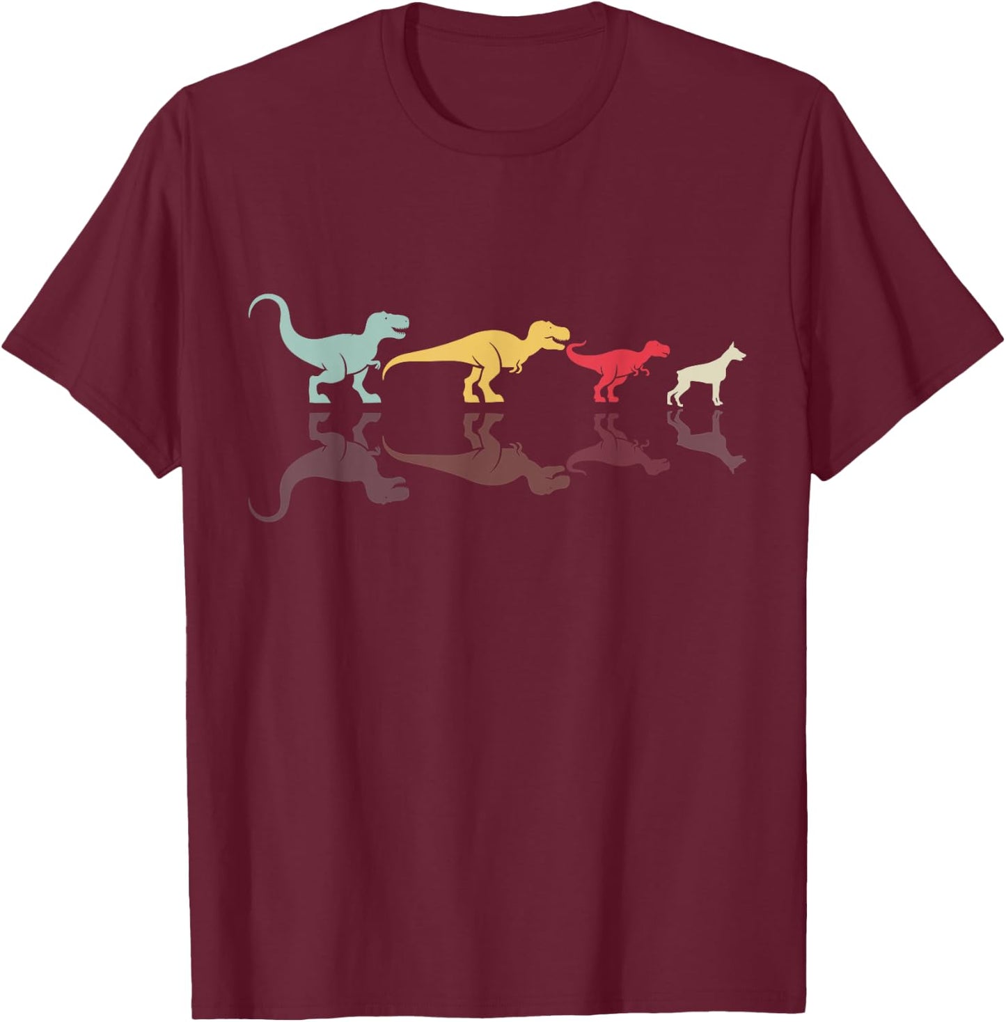 Dinosaur Doberman Evolution Fun Paleontology T-Shirt - T-Shirt | Maroon
