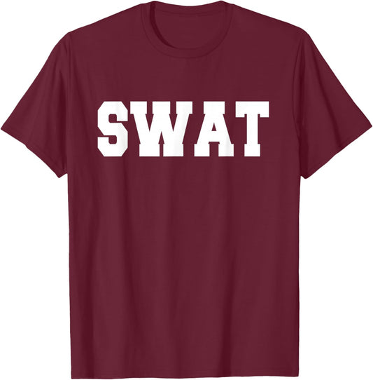 SWAT Halloween Adult & Kids Police Costume T-Shirt - T-Shirt | Maroon