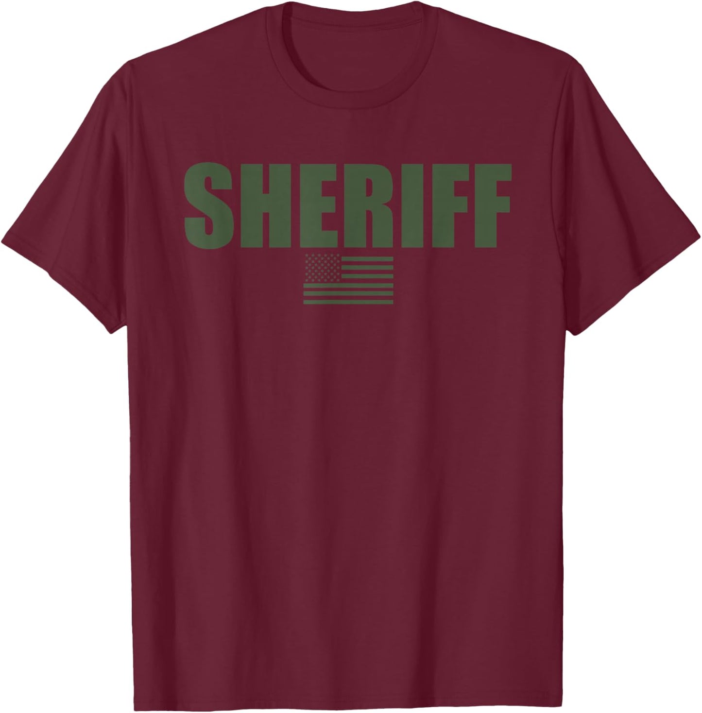 Sheriff OD Green On Duty Uniform T-Shirt - T-Shirt | Maroon
