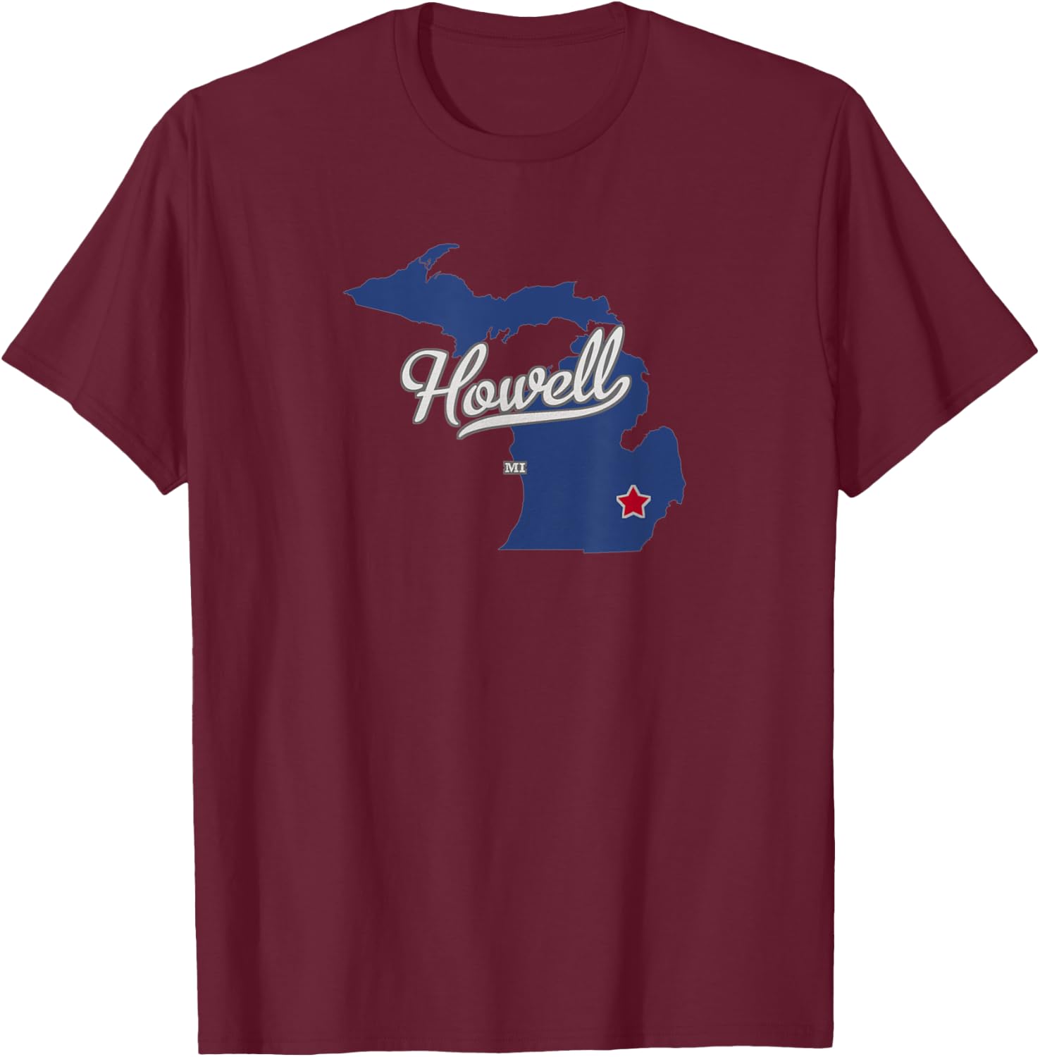Howell Michigan MI Map T-Shirt - T-Shirt | Maroon