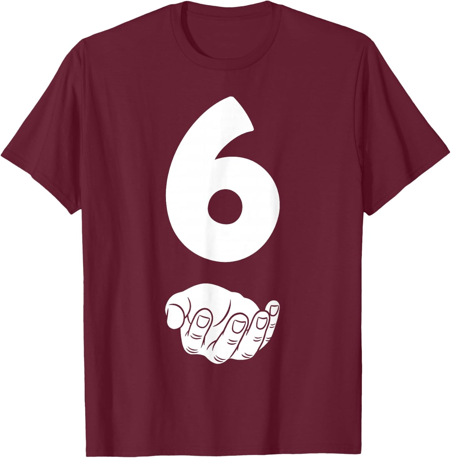 6 Number Six Funny Hands Meme School Teen Kid Matching T-Shirt - T-Shirt | Maroon