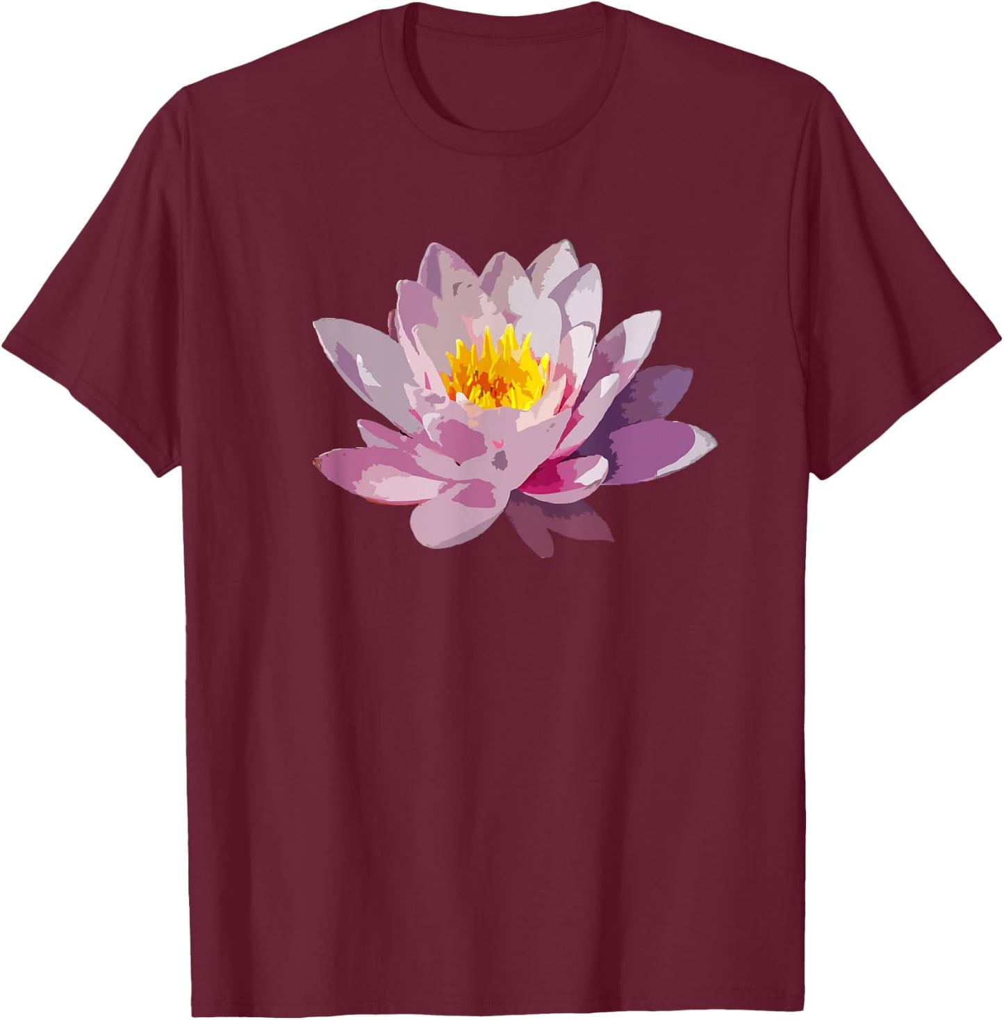 Flower Water Lily Pink Gardener Feminine Yoga Lotus Gift T-Shirt - T-Shirt | Maroon