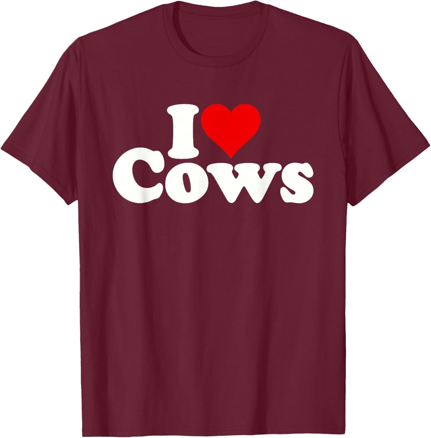 I Love Heart Cows T-Shirt - T-Shirt | Maroon
