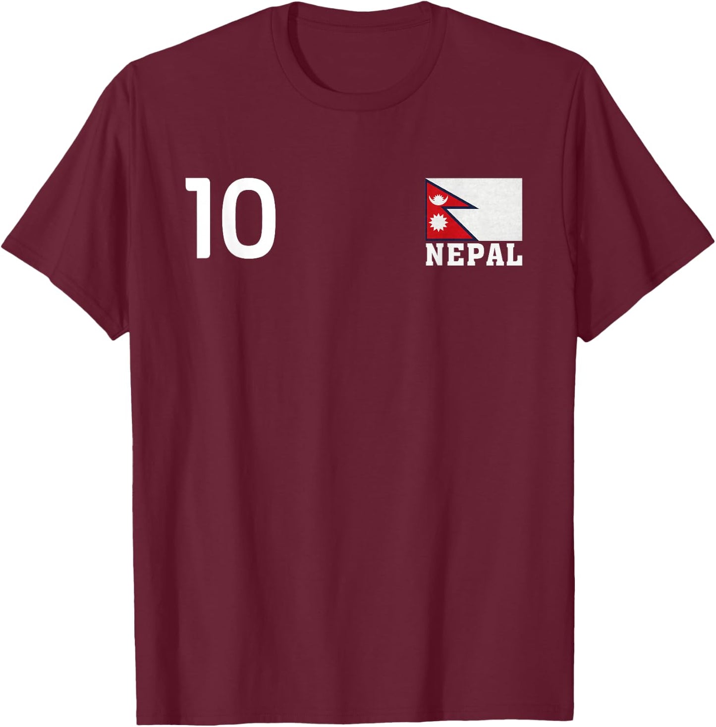 Nepal Number 10 National Flag Country Pride Heritage T-Shirt - T-Shirt | Maroon