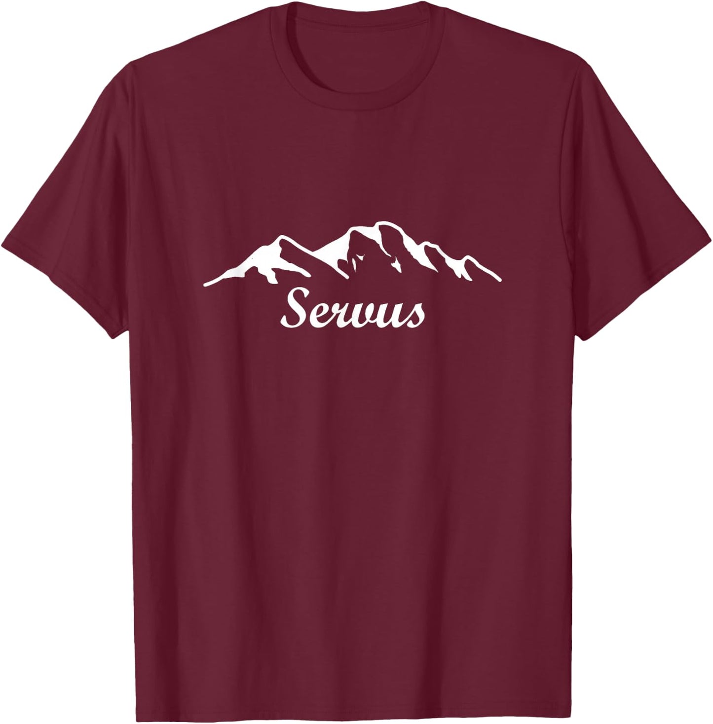 Mountain Design Servus Heartbeat for Mountains Mountain Greeting Hiking T-Shirt - T-Shirt | Maroon