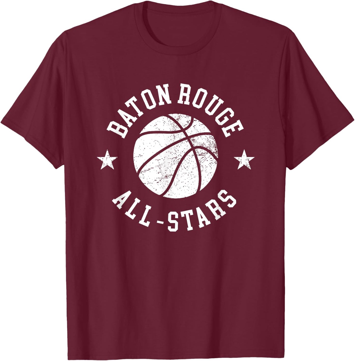 Baton Rouge Vintage All-Stars Retro 80s Basketball T-Shirt - T-Shirt | Maroon