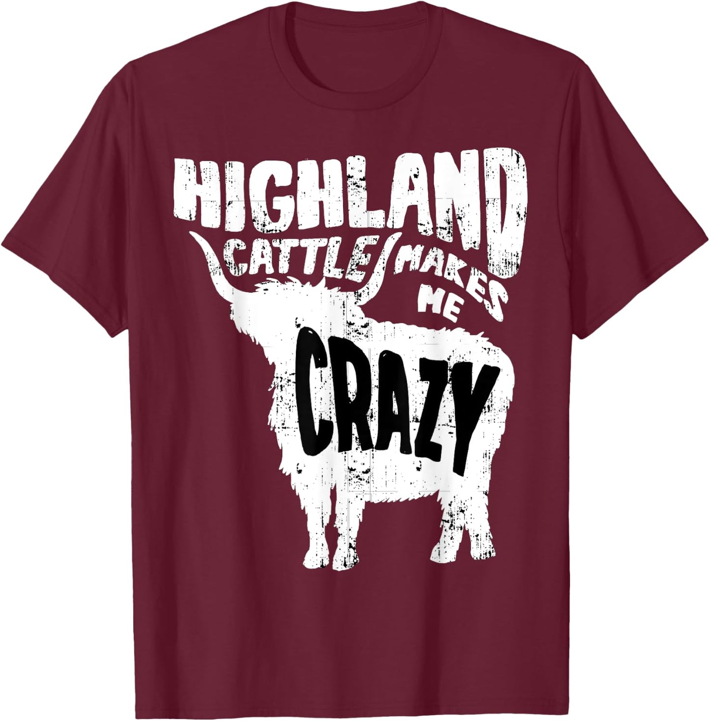 Scottish Cattle Hairy Cow Farmer Rancher Funny Highland Cow T-Shirt - T-Shirt | Maroon