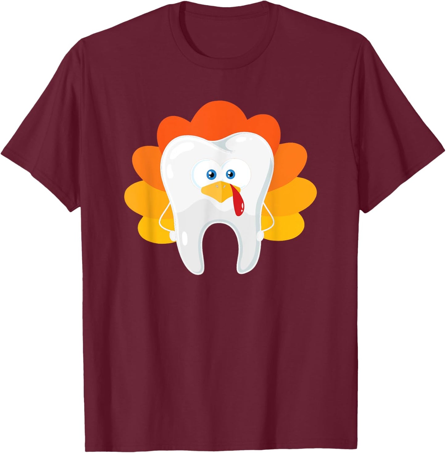 Thanksgiving Tooth Dental Hygiene Dentist T-Shirt - T-Shirt | Maroon