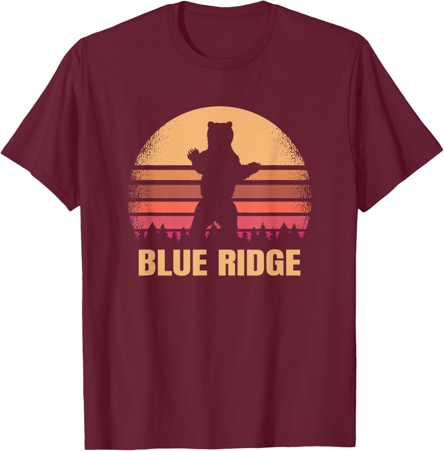 Blue Ridge Georgia Vintage Bear Distressed 70s 80s GA Sunset T-Shirt - T-Shirt | Maroon
