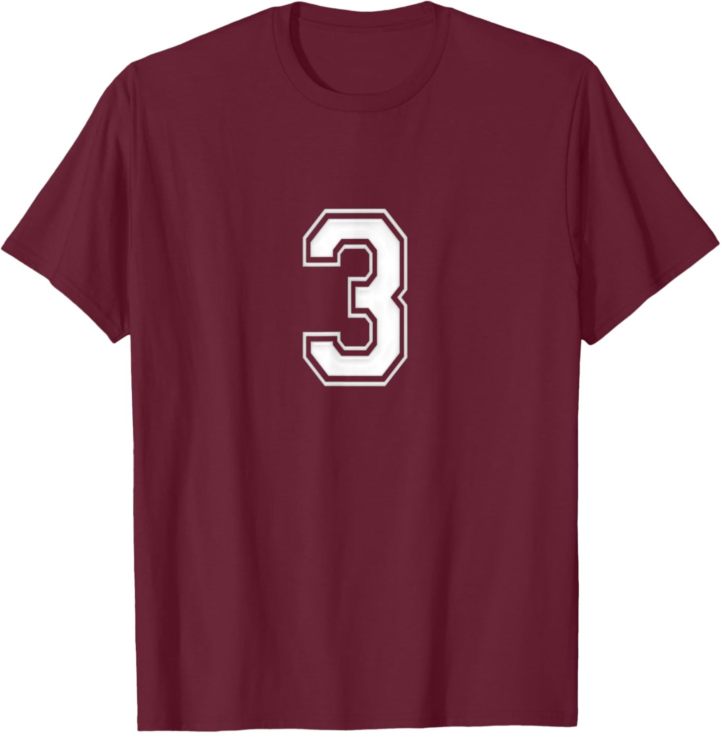Shirt With The Number 3 T-Shirt - T-Shirt | Maroon