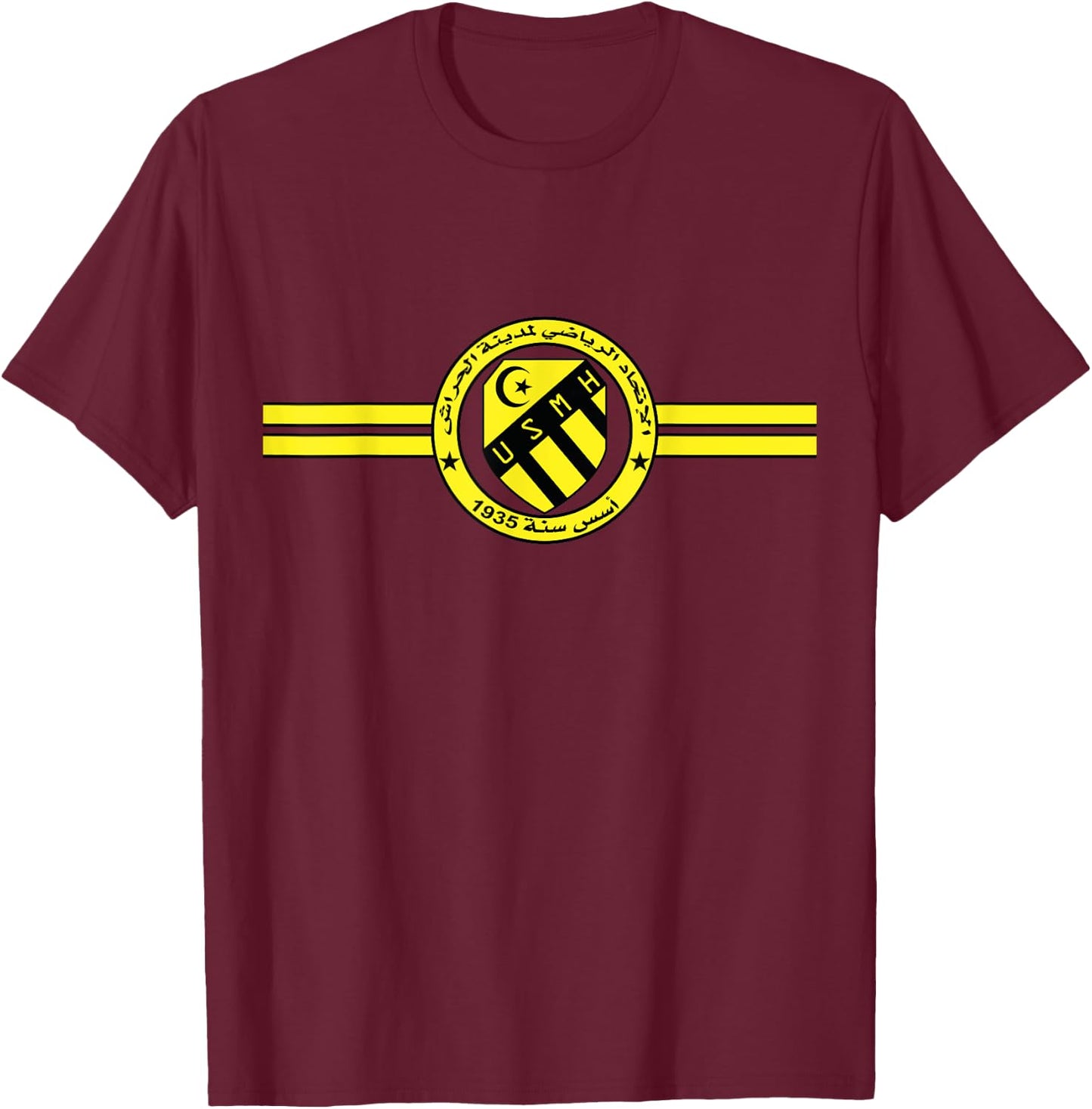 USMH 1935 Sports Federation Madinet El Harrach ITIHAD EL HARRACH , Black, S T-Shirt - T-Shirt | Maroon