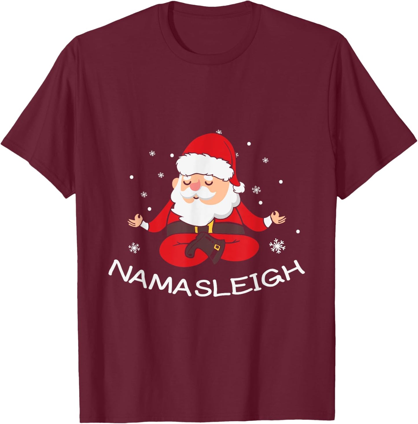 Nama-sleigh Namasleigh Funny Santa Yoga Christmas Lotus Pose T-Shirt - T-Shirt | Maroon