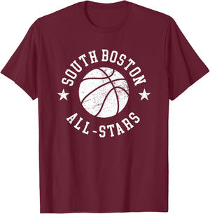 South Boston Vintage All-Stars Retro 80s Basketball T-Shirt - T-Shirt | Maroon