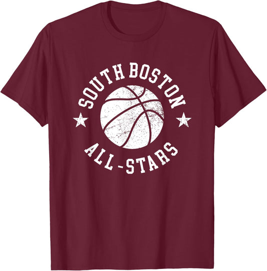 South Boston Vintage All-Stars Retro 80s Basketball T-Shirt - T-Shirt | Maroon