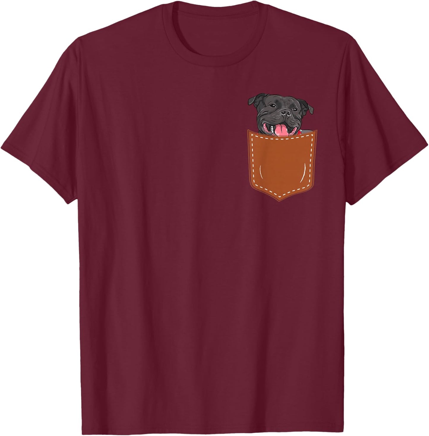 Funny Staffordshire Bull Terrier Dog in My Pocket,Staffordsh T-Shirt - T-Shirt | Maroon