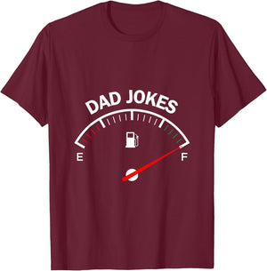 Dad Jokes | Full Gas Tank Meter Father Granddad Men T-Shirt - T-Shirt | Maroon