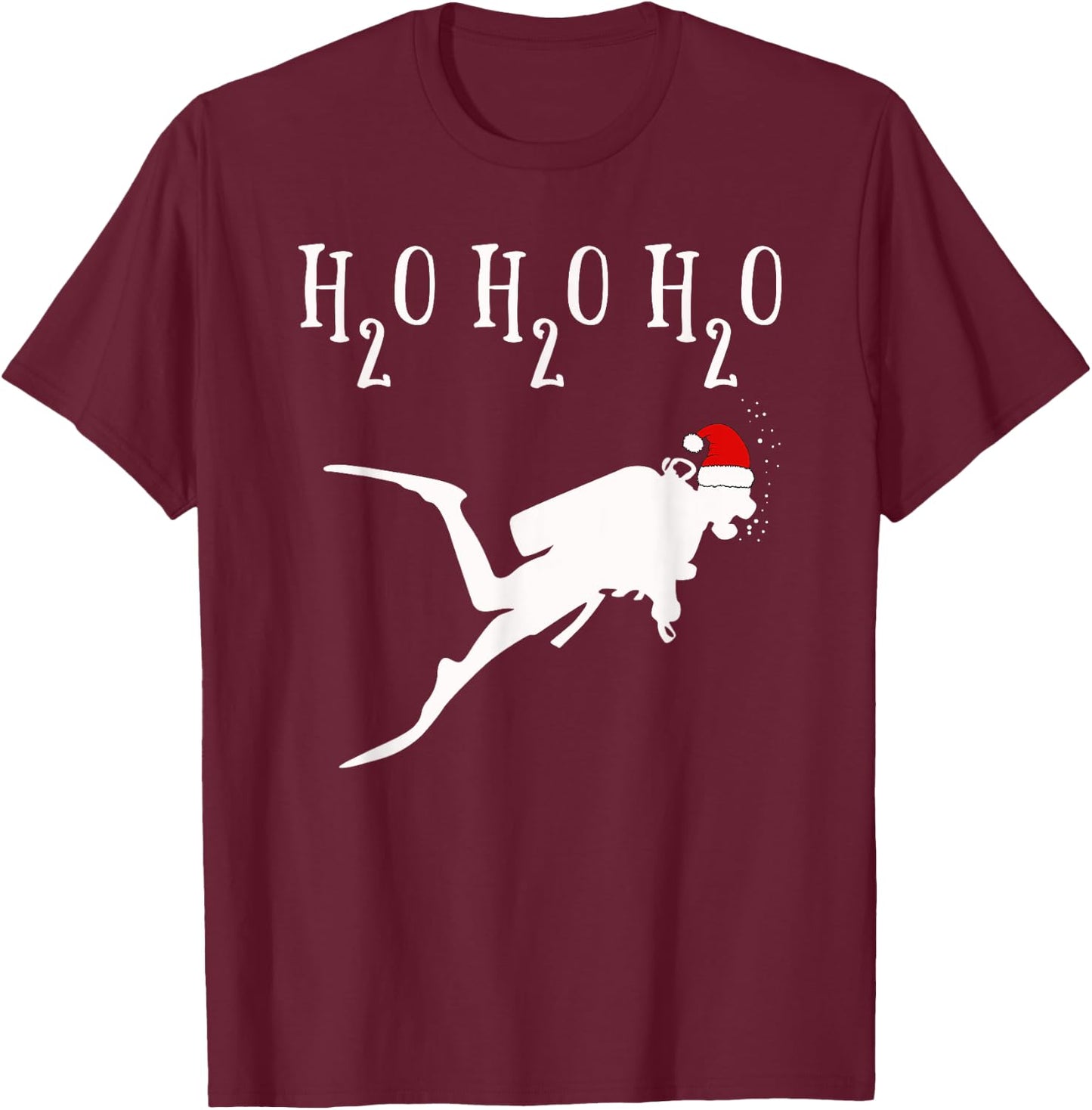 Funny Christmas Diving H2O H2O H2O Pun Scuba T-Shirt - T-Shirt | Maroon