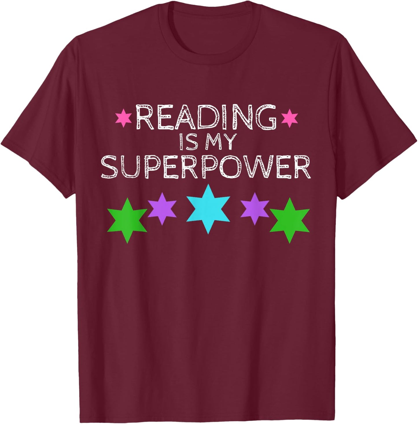 Reading is My Superpower Boy Girl Book Lover Reader T Shirt T-Shirt - T-Shirt | Maroon